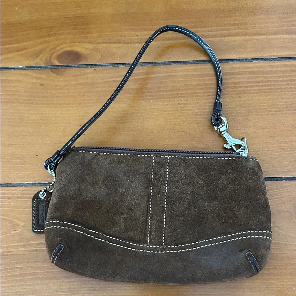 Coach Brown Suede Wristlet - Picture 3 of 4
